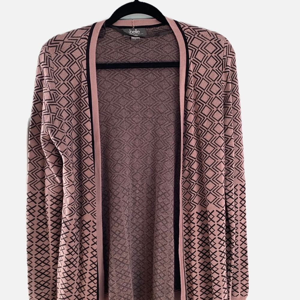 Belle by Belldini Cotton Cardigan- mauve and black light weight Woman’s  Small